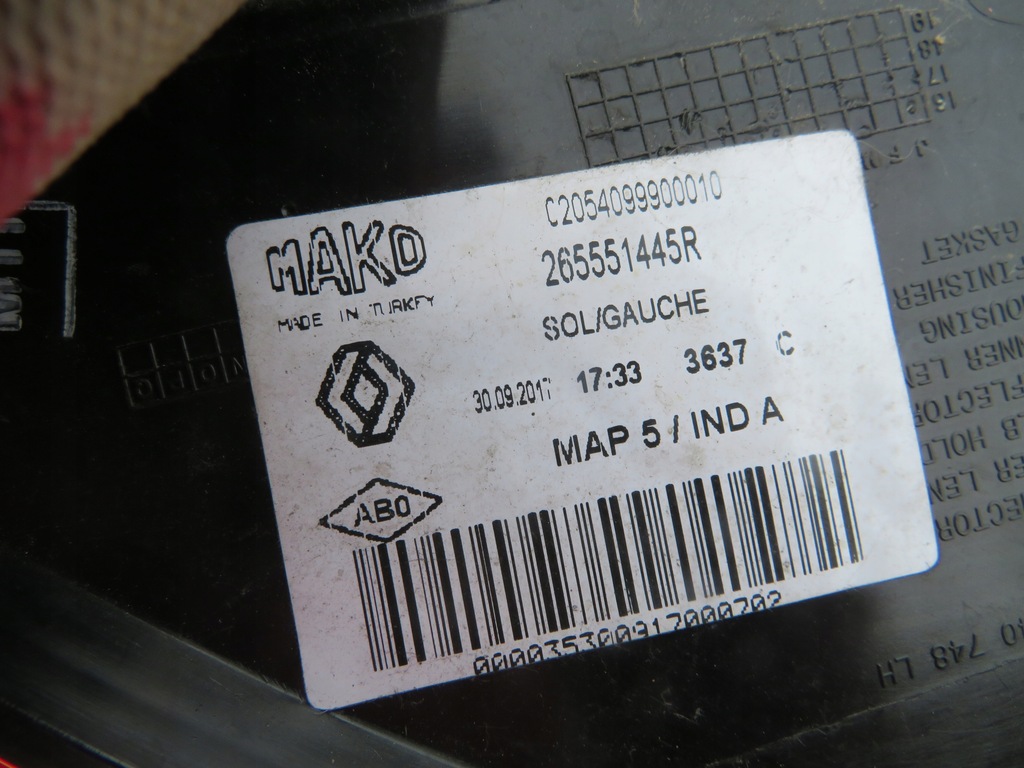 фото №12, Лампа задняя левая renault clio iv kombi 265551445r