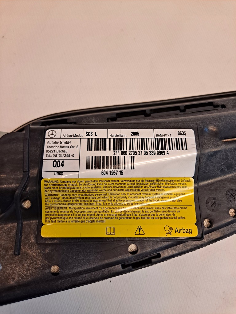 фото №5, Подушка безопасности подушка левая mercedes cls c219 2118602705