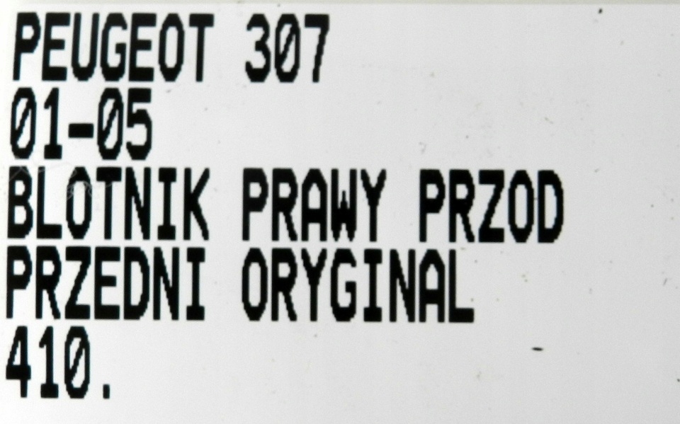 фото №15, 410.błotnik перед передній правий peugeot 307 01-05r