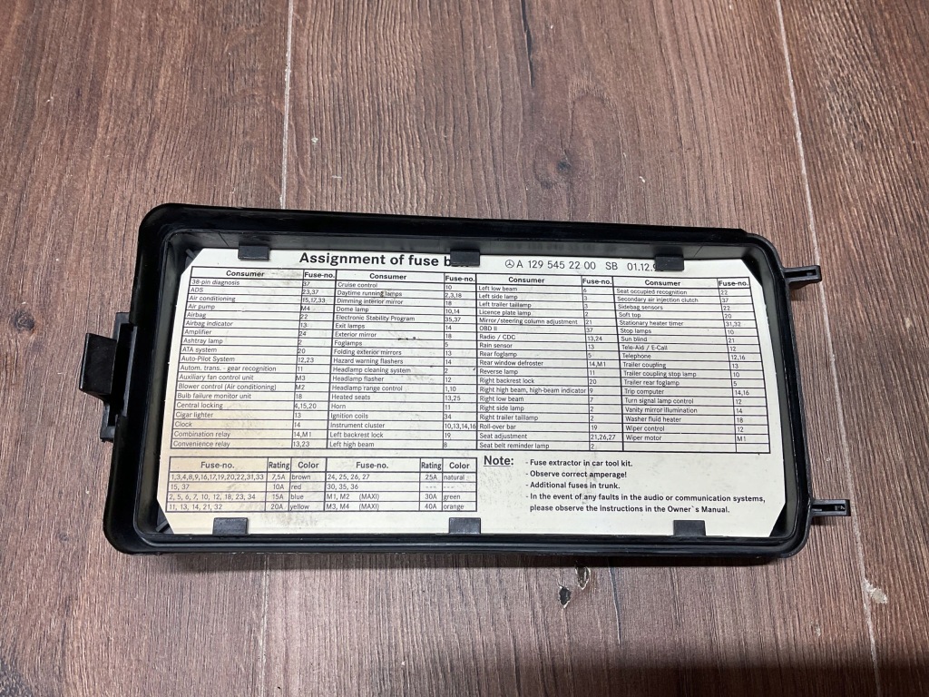 Кришка коробка запобіжників mercedes-benz sl r129 a1295452200 в Україні