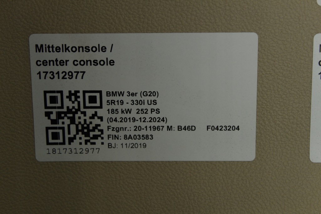 фото №8, Тунель середній підлокітник canberrabeige bmw g20