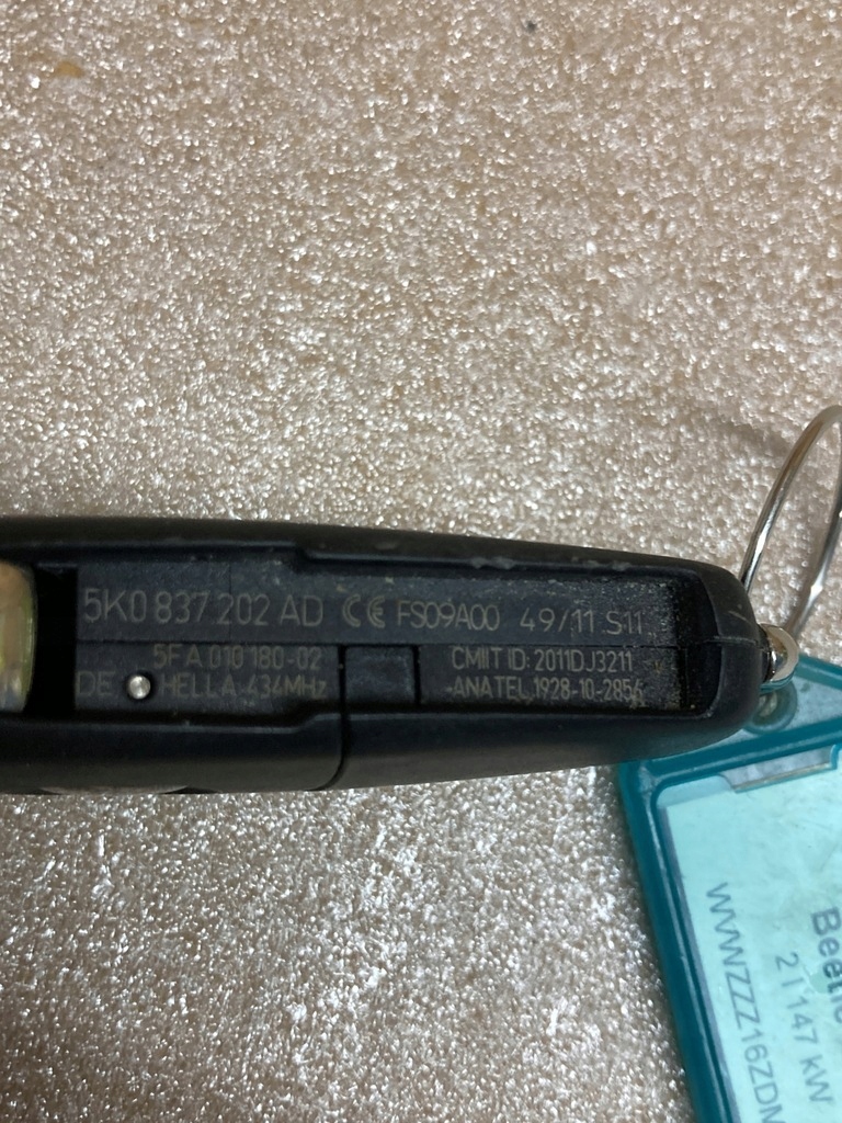 фото №13, Vw beetle 5c ключ замок зажигания замок 5k0837202ad 1k0905851b 5c5837167