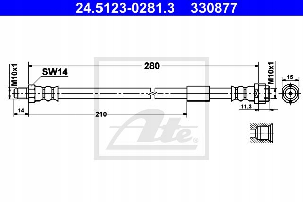 Ate шланг тормоза elast. db p. w168 97-04 le/pr Цена