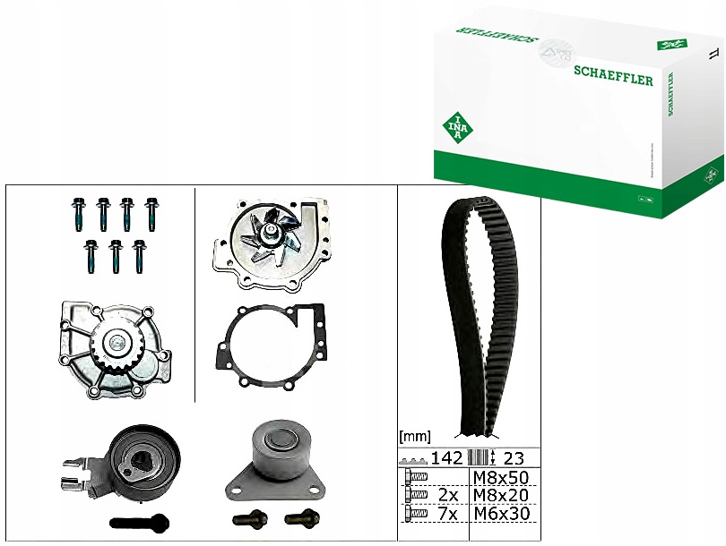 фото №1, Schaeffler ina 530 0467 30 насос водяна + набір ремінь розподільного валу