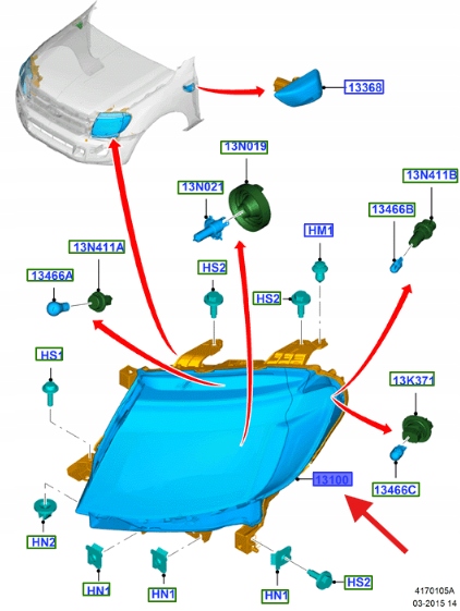 фото №1, Фара права сторона ford ranger mk4 mk5 2011- 1734810 _ ab39-13100-he