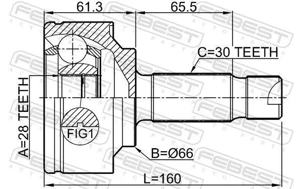Шрус  полуось перед 1610-639 febest mercedes Доставка