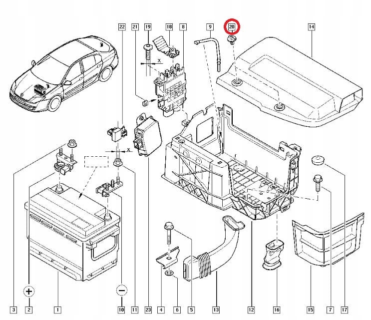 Клипса крышки аккумулятор renault laguna clio оригинальный номер Оригинал