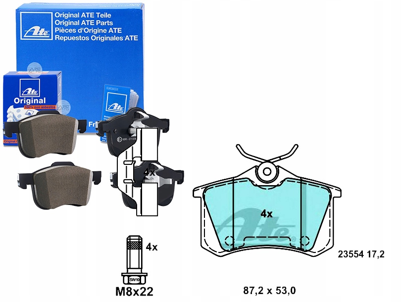 фото №1, Ate гальмівні колодки гальмівні citroen задня c2 c3 c4 c8 ds3 d
