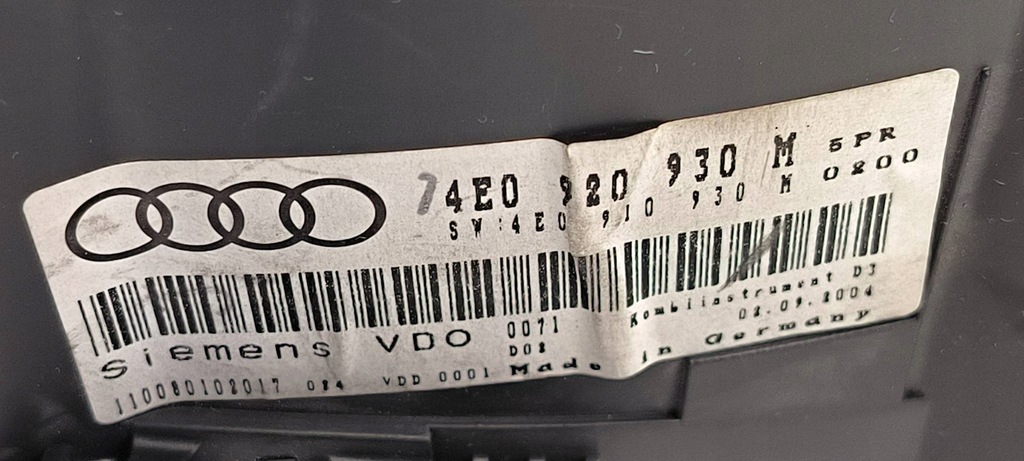 фото №7, Счетчик приборная панель 4e0920930m audi a8 d3