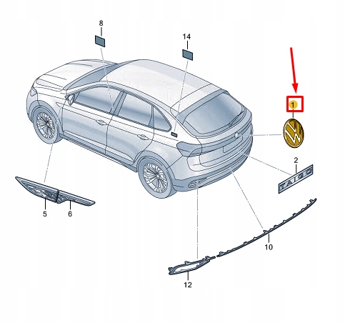 фото №2, Vw taigo cs rear задняя дверь badge 22g853630dpj