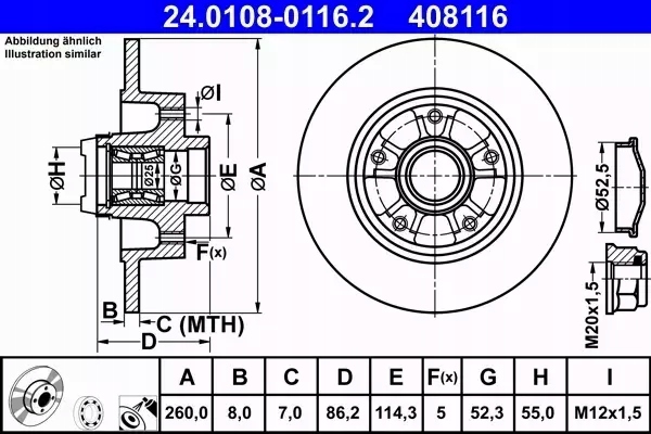 фото №5, Ate тормозные диски+ тормозные колодки задняя renault megane iii fluence 260mm