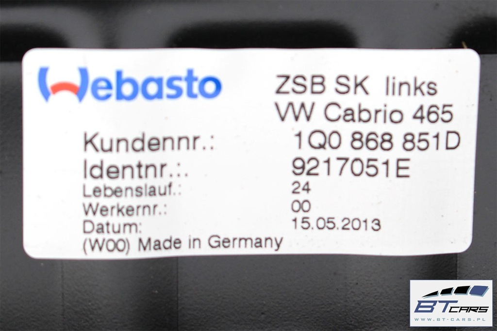 фото №7, Vw eos заглушка бардачка дах 1q0868851d 1q0868852d 1q0 868 851 d 1q0 868 8