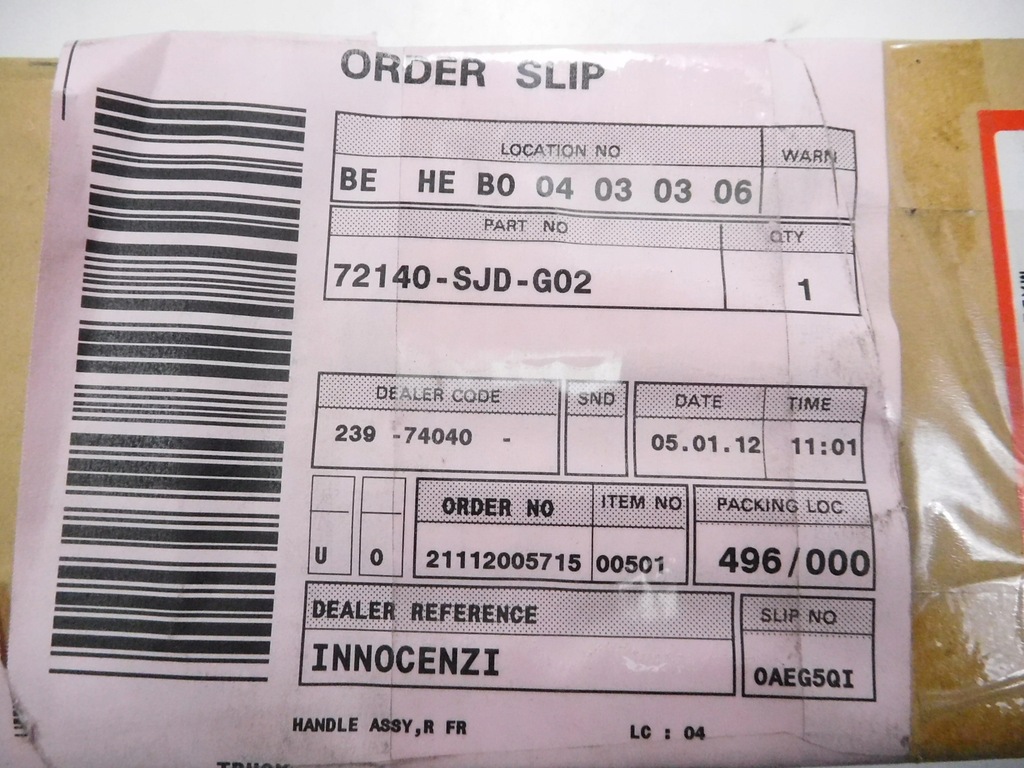 фото №7, Ручка zew. права honda fr-v be 72140-sjd-g02