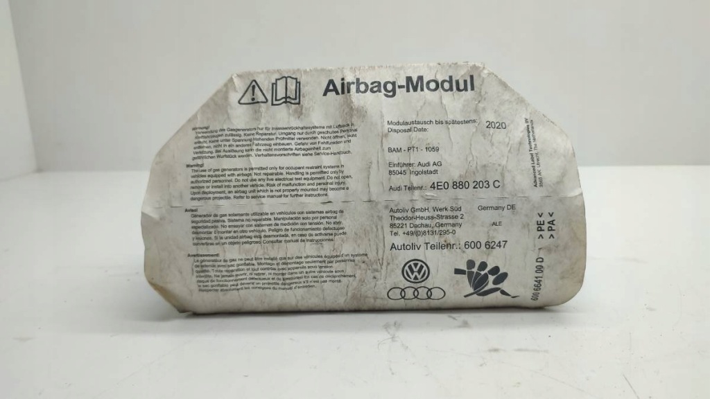 фото №1, Подушка пассажира приборная панель audi a8 d3 4e0880203c