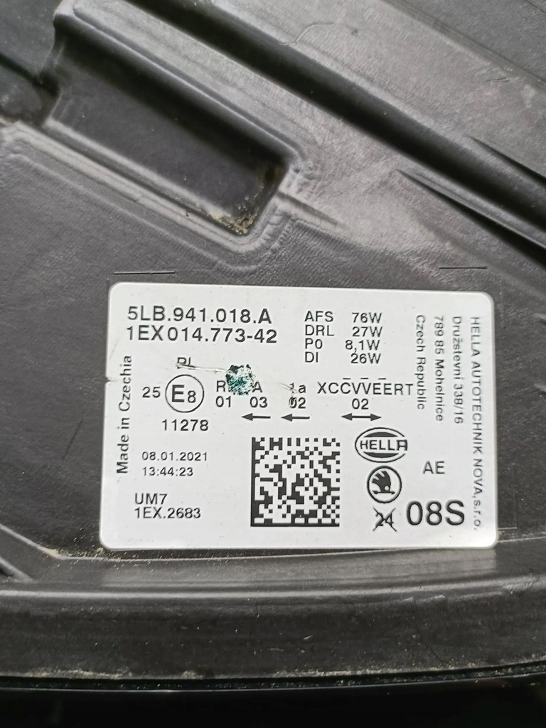 фото №9, Фара правий лампа skoda enyaq iv 2022 5lb941018a cała!!
