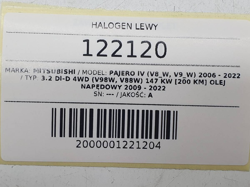 фото №5, Протитуманна фара перед передній лівий mitsubishi pajero iv