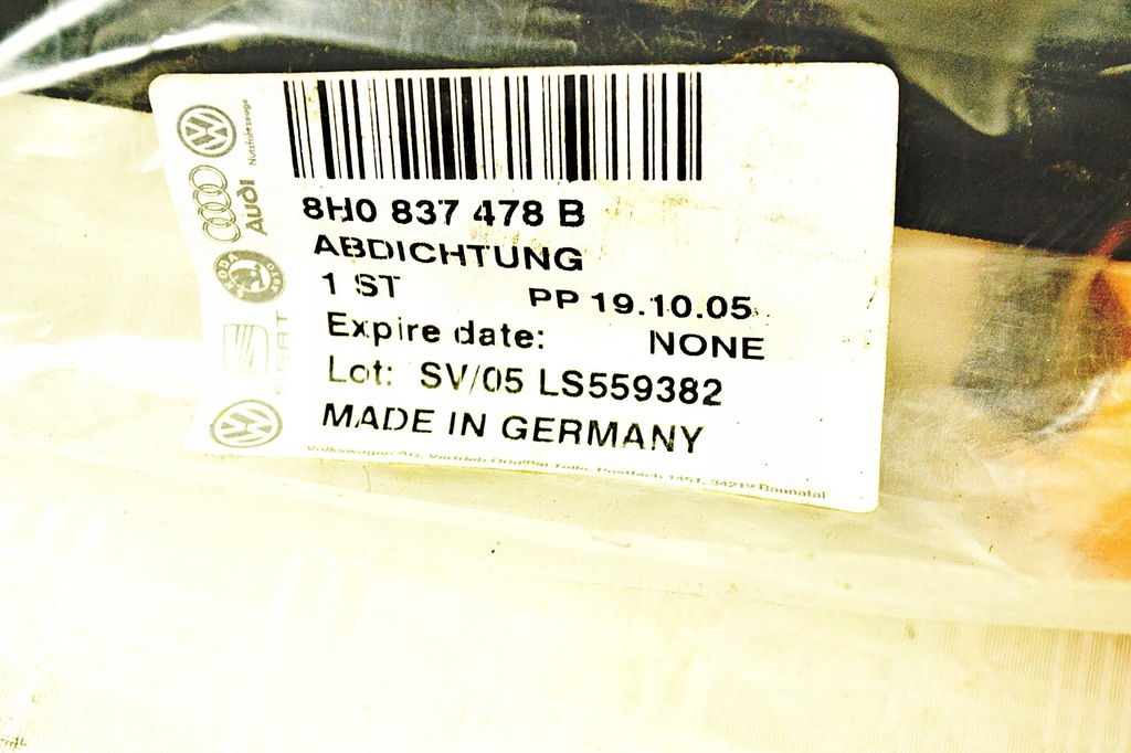 фото №6, Audi a4 b6 b7 молдинг уплотнитель правая перед передняя 8h0837478b nowa oryg