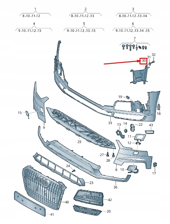 Audi tt fv передній лівий бампер напрямна повітря 8w9121763a Ціна