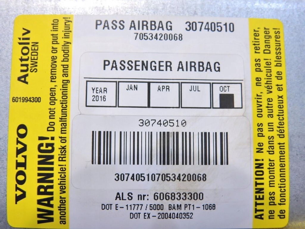 фото №7, Подушка подушка безопасности пассажира volvo xc90 i 30740510