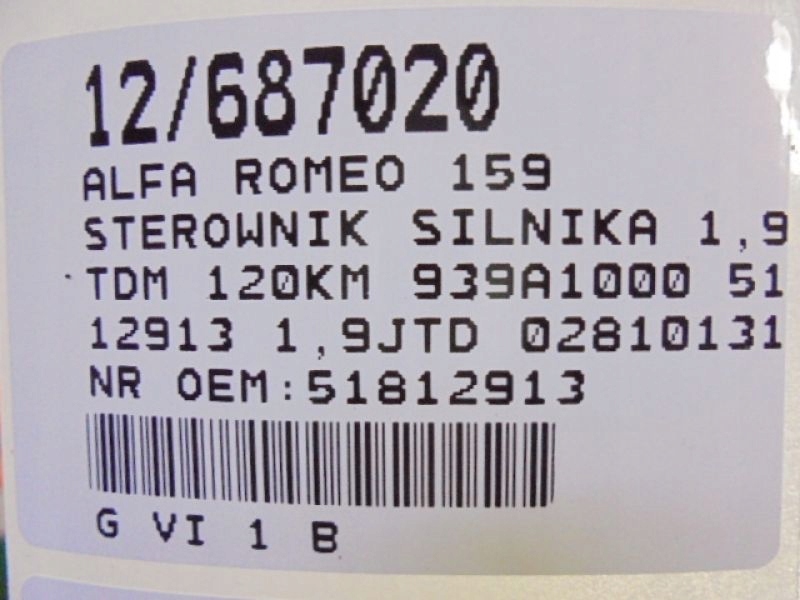 фото №5, Alfa romeo 159 бортовой компьютер 51812913 1,9jtd 0281013137