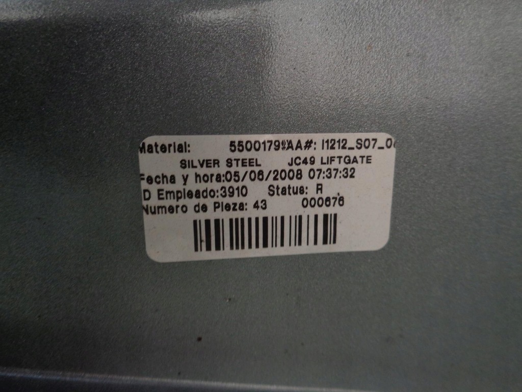 фото №14, Кришка багажника задня dodge journey 2008r. silver steel