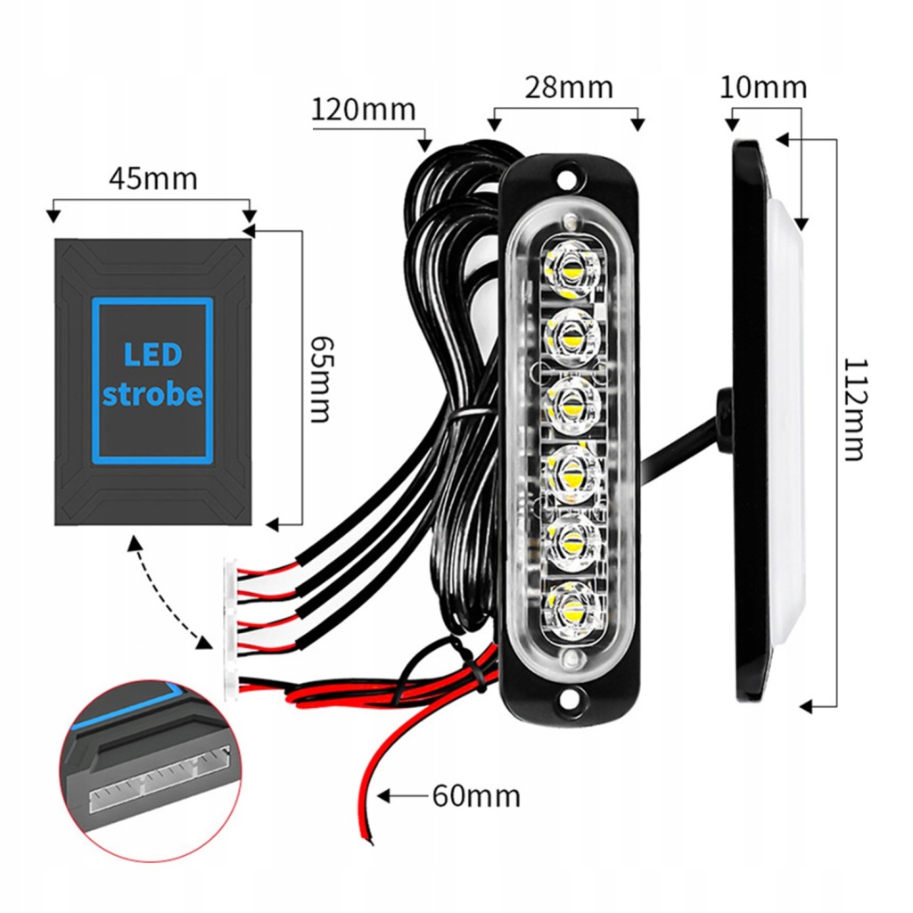 4x 6led лампа помаранчева błyskowa попереджувальна pilot stroboskop programy Оригінал