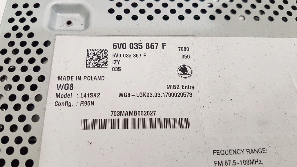 фото №7, Skoda fabia iii 3 радіо mib2 entry 6v0035867f