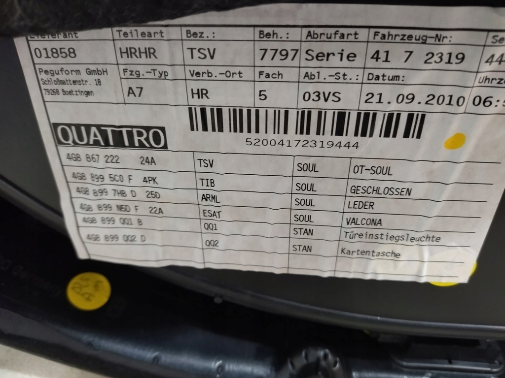 фото №13, 4g8867222 обивка обшивка правый задняя audi a7 4g