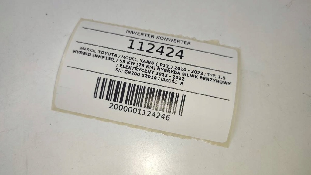 фото №8, Инвертор конвертер инвертор g9200-52010 toyota yaris iii hybrid гибрид 1.5