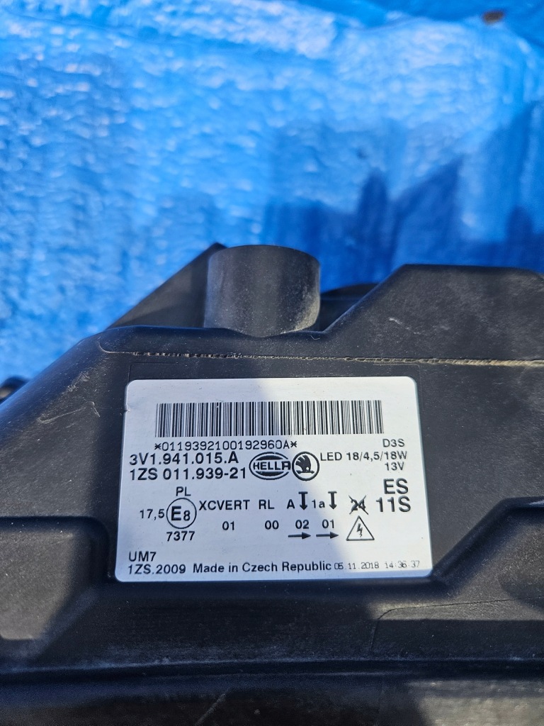 фото №8, Skoda superb 3 iii 15-19 лампа левая перед ксенон led 3v1941015a