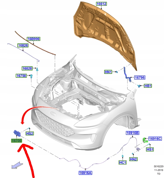 фото №1, Замок капот ford kuga mk3 escape 2020-