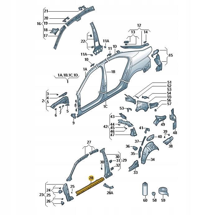 фото №1, Усилитель порог внутреннее skoda superb 2015- 3v0810610a