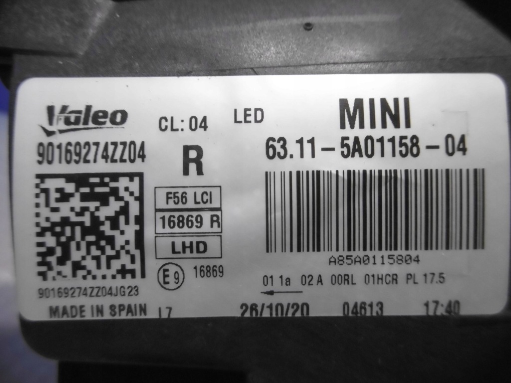 Фара правый перед лампа правая full led mini f56 f55 63115a01158-04 Недорого