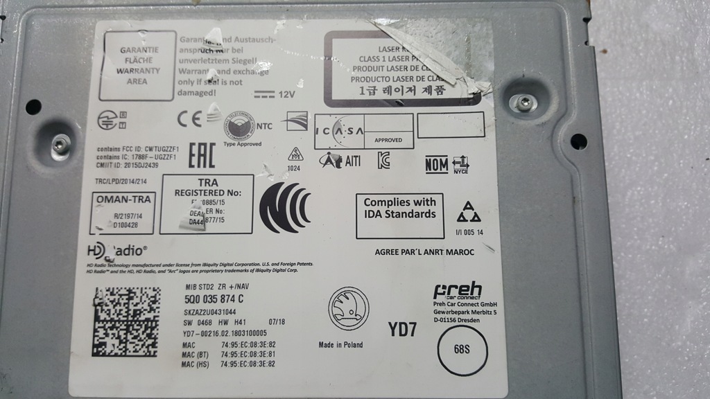 фото №8, Считыватель мультимедиа navi skoda fabia karoq kodiaq octavia superb 5q0035874c