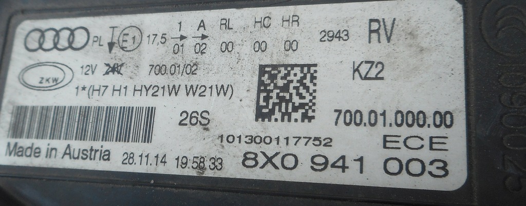 фото №10, Audi a1 8x лампа левая передняя перед 8x0941003