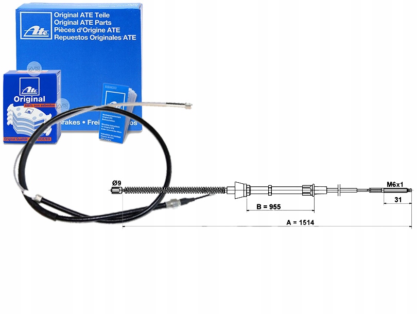 фото №1, Ate трос тормоза ручного seat cordoba cordoba va