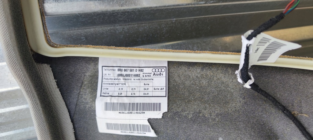 фото №16, Стеля audi q5 8r 8r0867521d h82 himmel