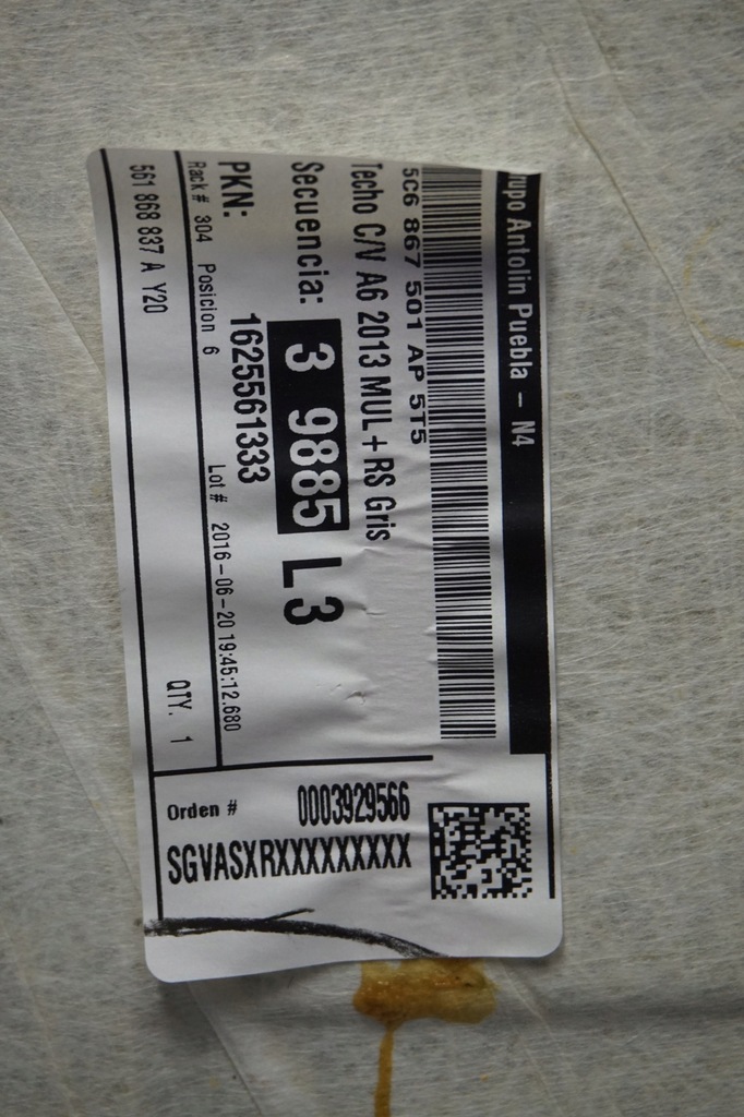 фото №8, Потолок люк vw jetta vi 6 5c 5c6867501ap