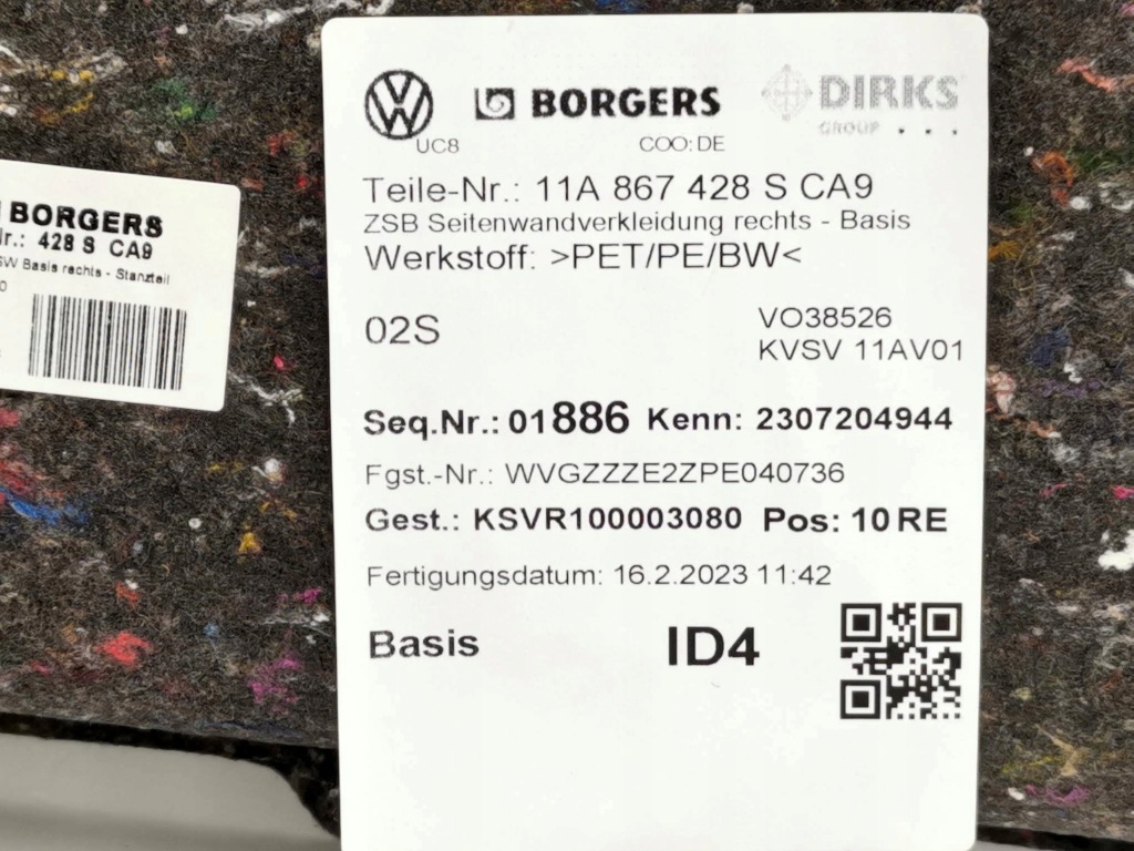 фото №8, Обшивка обивка багажника правая vw id.4 id4 11a867428s ca9 nowa org