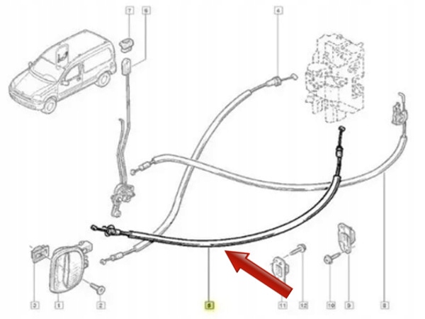 фото №4, Тяга замка дверь раздвижных do renault kangoo i