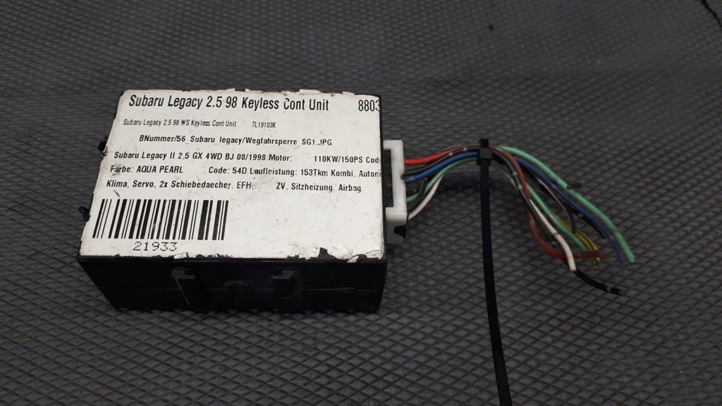 фото №2, Модуль keyless subaru legacy 98r