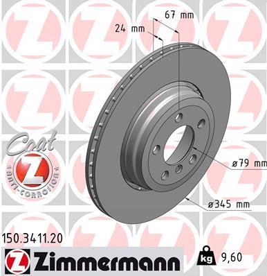 фото №1, Bmw e65 rear brake disc 745i zimmermann 150.3411.20 oem 34211166129