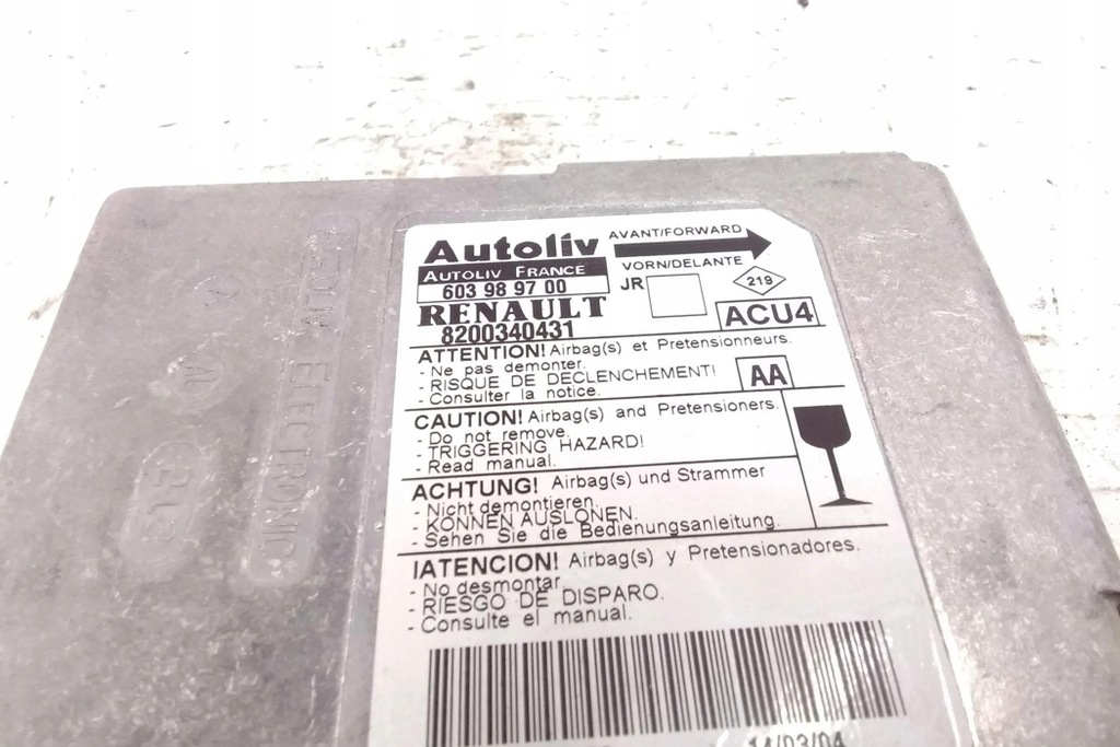фото №1, Модуль подушка безопасности renault grand scénic ii jm0/1_ 8200340431 1.46l дизель 2004