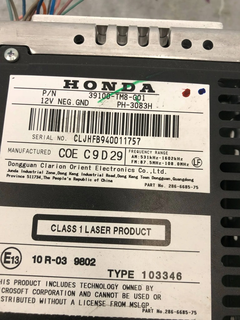 фото №6, Радіо cd honda insight ii гібрид 39100-tm8-g01