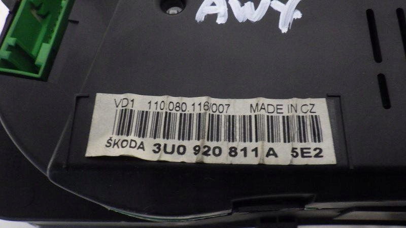 фото №9, Счетчик приборы skoda superb i 1.9 tdi 3u0920811a