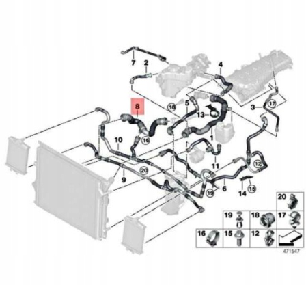 фото №8, Bmw 3 f30 lci нижний пабтрубок  радиатора воды 17128633482 оригинальный