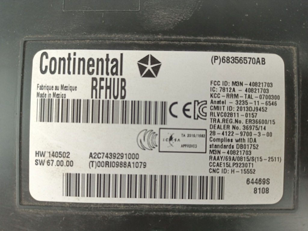 фото №2, Модуль keyless chrysler 300 2015-18 68356570ab