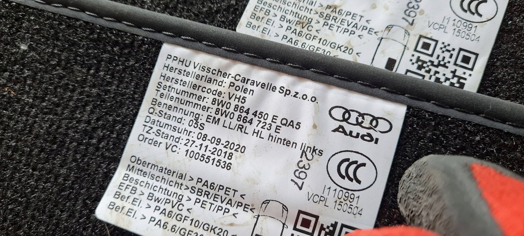 фото №10, Rs5 8w lift a5 килимок килимки задня задні 2 штуки 8w0864450e a4 b9 8w s4