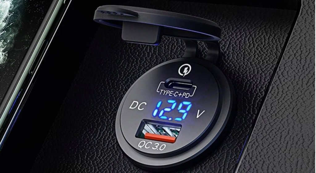 фото №13, Зарядний пристрій woltomierz панель usb qc3.0 + pd usb c швидкі заряджання 63w