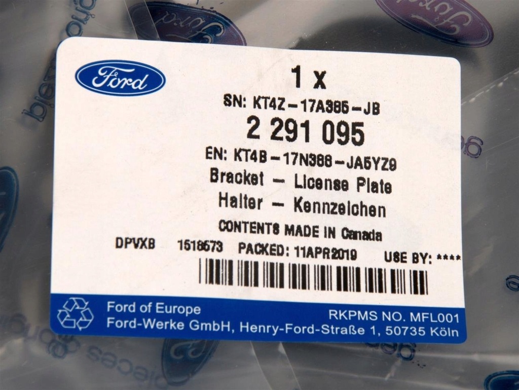 фото №11, Кронштейн номерного знака регистрационный перед edge 2018- 2601776 _ kt4b-17n388-ja5yz9